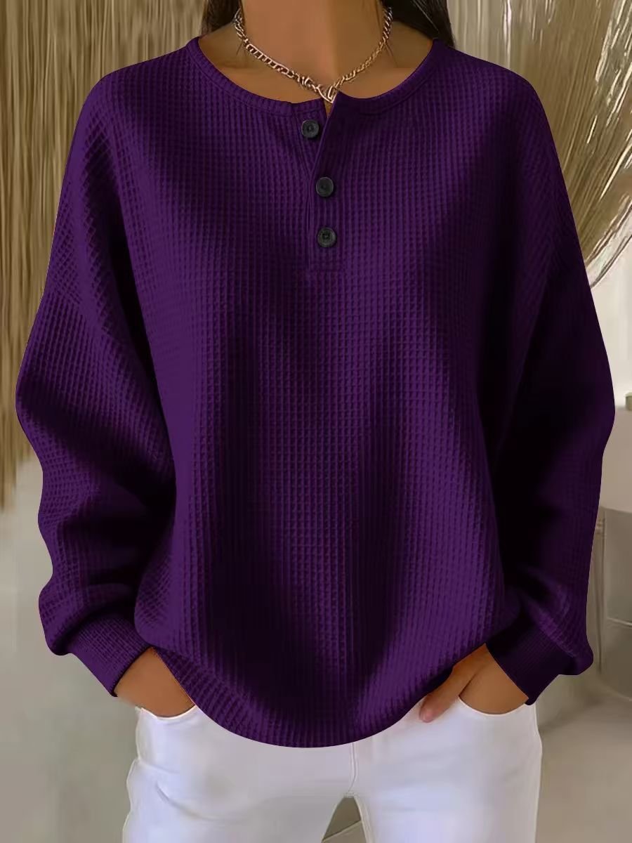 T-shirts Femmes Simple Plain Printemps / Automne Polyester Faire la navette Ample Col Rond Droit Régulier