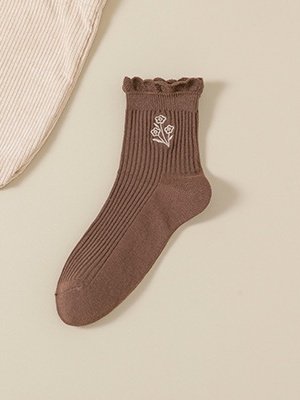 Chaussettes Femmes Simple Motifs de broderie Toutes Les Saisons Coton Brodé Anti-bactérien Quotidien Chaussettes sur le mollet Régulier