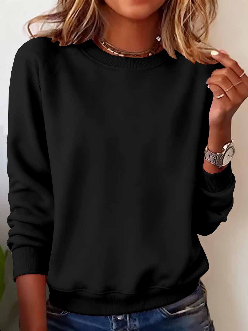 Sweat-shirts Décontracté Plain Printemps / Automne Quotidien Coupe Régulière Manches Longues Col Rond Trapèze Régulier pour Femmes