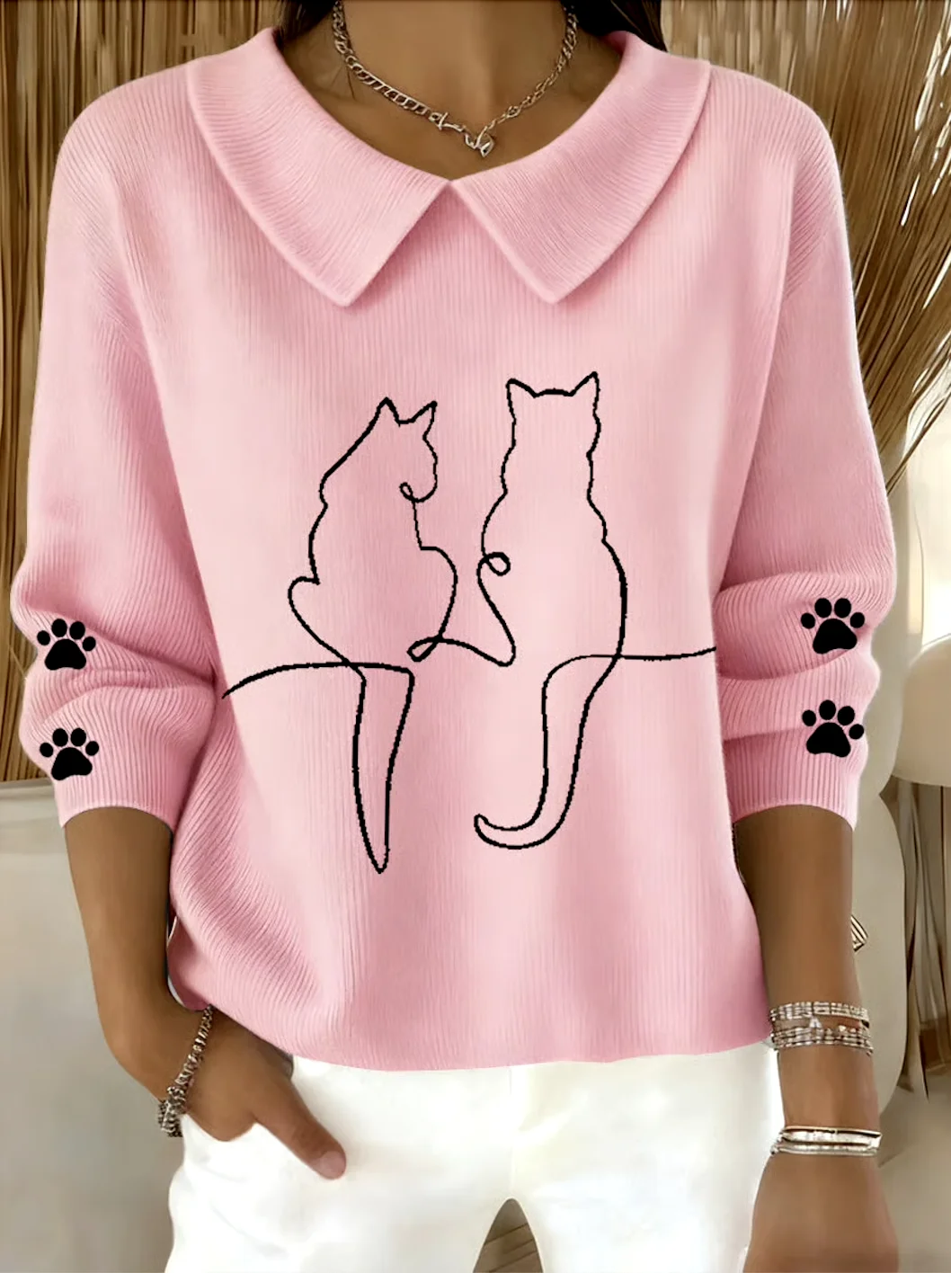 Pulls Décontracté Imprimé d'Animal Printemps / Automne Quotidien Coupe Régulière Col Châle Régulier Régulier Élasticité moyenne pour Femmes
