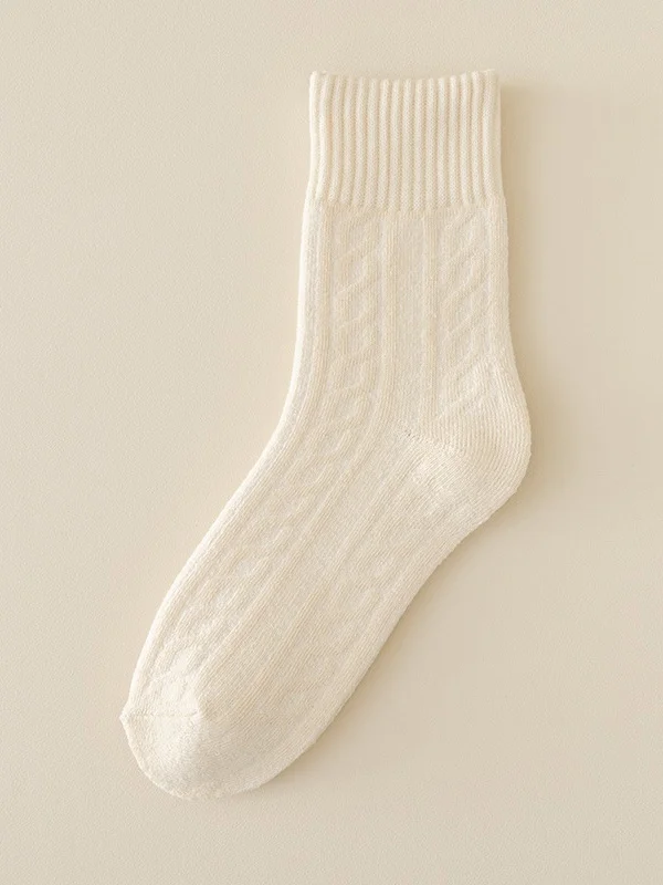 Chaussettes Femmes Simple Plain Toutes Les Saisons Coton Joint Fendu Absorber l'Humidité et Évacuer la Sueur Domestique Standard Régulier