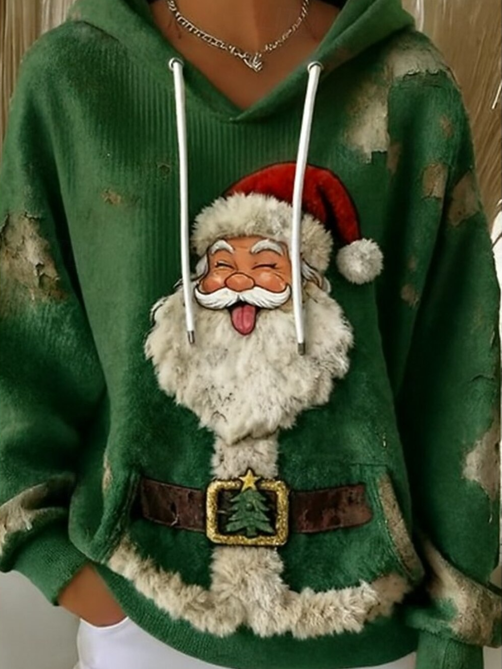 à Capuche Décontracté Printemps / Automne Père Noël Polyester Micro-élasticité Ample Régulier Trapèze Régulier pour Femmes