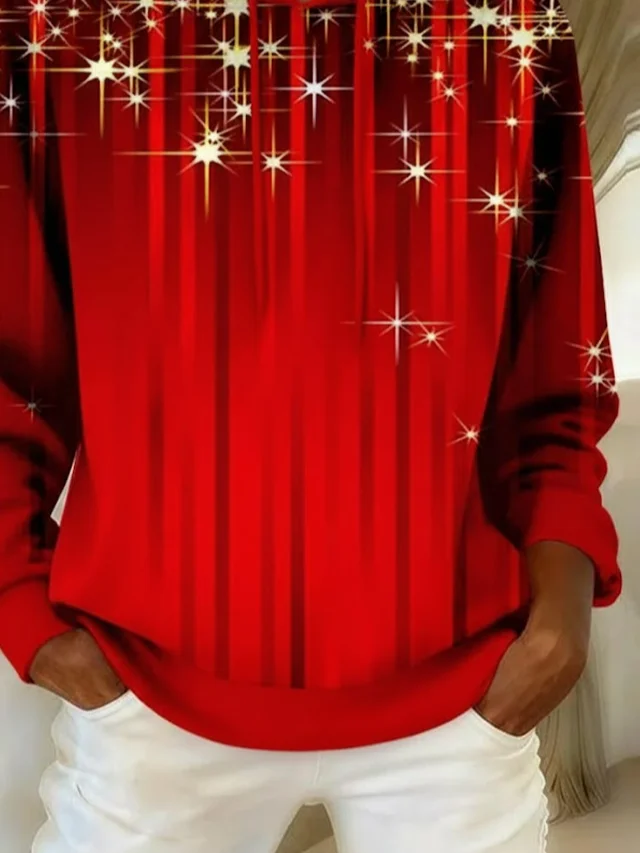 à Capuche Décontracté Printemps / Automne Noël Imprimé Micro-élasticité Quotidien Ample Manches Longues Régulier pour Femmes