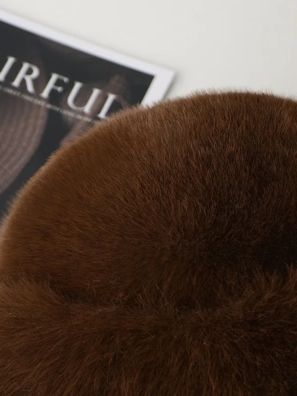 Bonnets Rétro Plain Toutes Les Saisons Joint Fendu Poids lourd Vacances Tissu pelucheux/polaire granuleux Bonnet pour Femmes