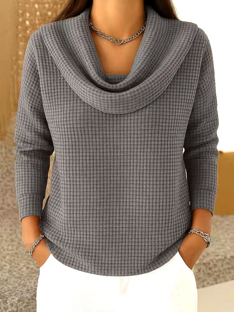 T-shirts Femmes Décontracté Plain Printemps / Automne Micro-élasticité Quotidien Coupe Régulière Régulier Régulier Faux Col