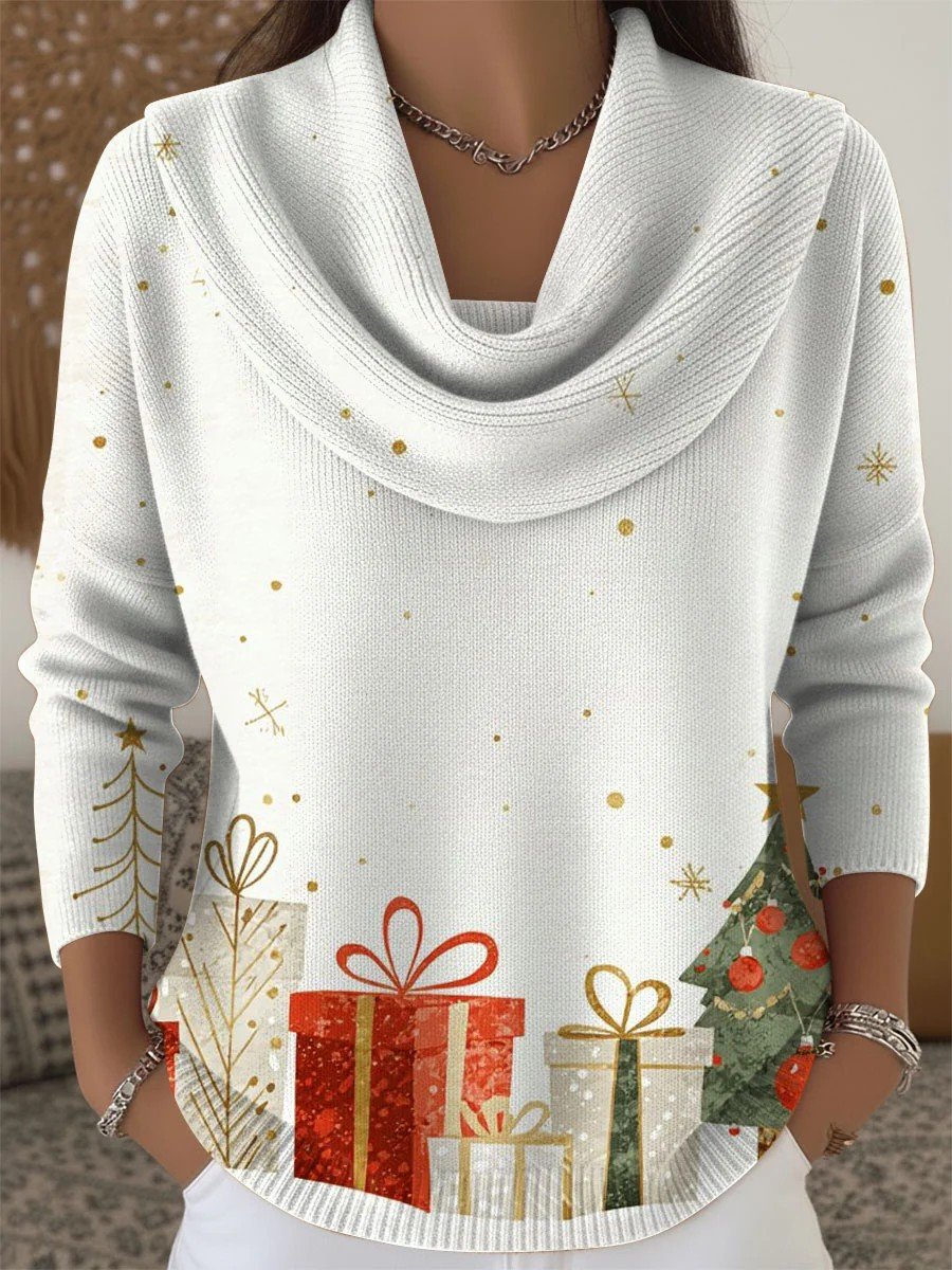 Pulls Simple Hiver Noël Polyester Poids lourd Ample Régulier Droit Élasticité moyenne pour Femmes