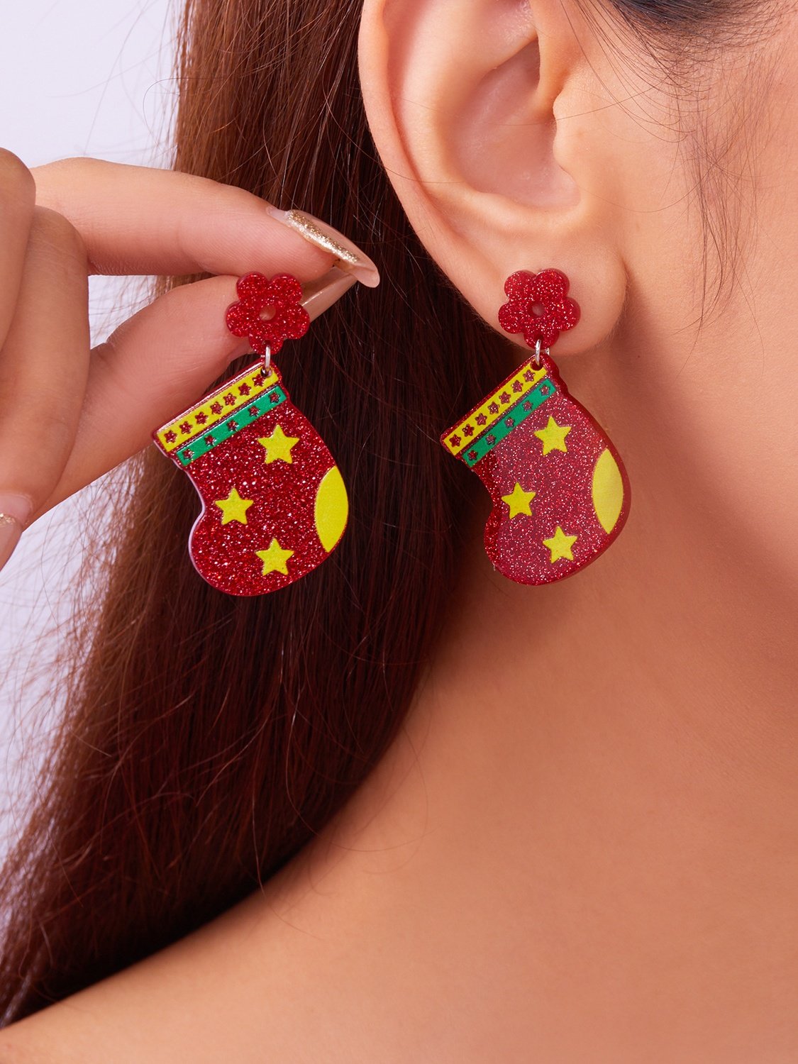 Boucles d'Oreilles Rue Toutes Les Saisons Motif d'Étoile Métal Faire la navette Métal Noël Pendre pour Femmes