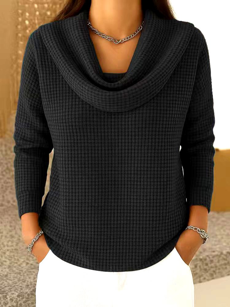 T-shirts Femmes Décontracté Plain Printemps / Automne Micro-élasticité Quotidien Coupe Régulière Régulier Régulier Faux Col