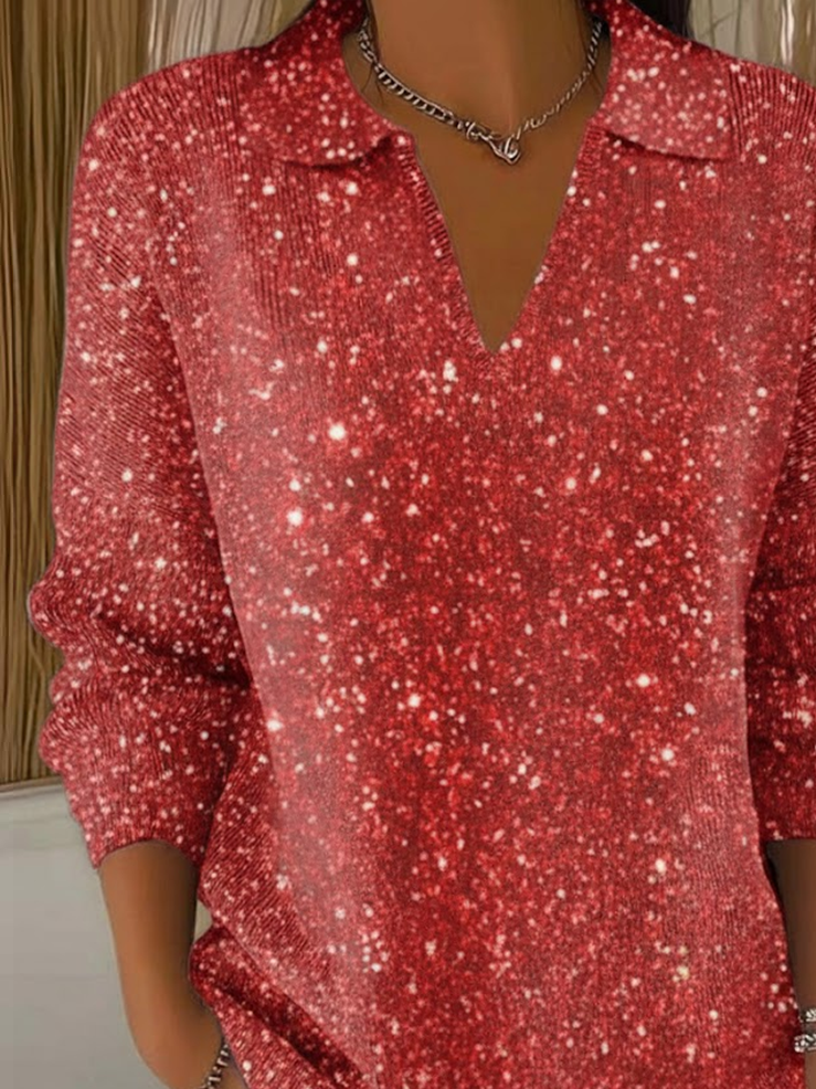 Pulls Décontracté Printemps / Automne Noël Imprimé Micro-élasticité Quotidien Manches Longues Col Châle Régulier pour Femmes