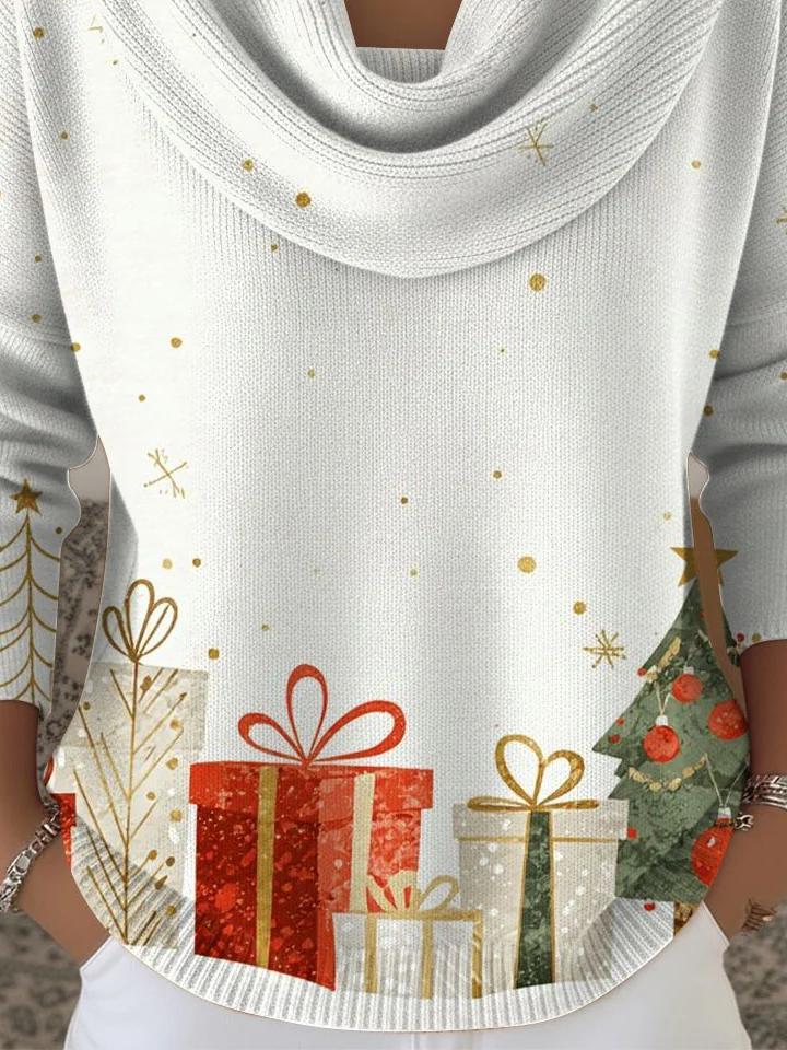 Pulls Simple Hiver Noël Polyester Poids lourd Ample Régulier Droit Élasticité moyenne pour Femmes