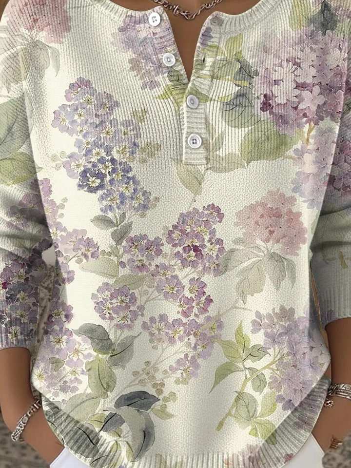 Pulls Femmes Décontracté Floral Printemps / Automne Polyester Micro-élasticité Domestique Manches Longues Col Rond Droit