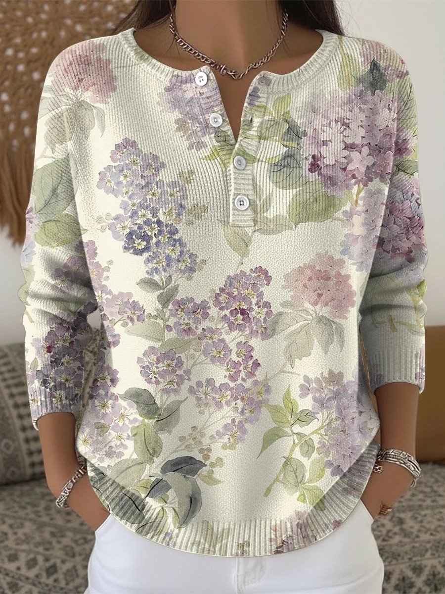 Pulls Femmes Décontracté Floral Printemps / Automne Polyester Micro-élasticité Domestique Manches Longues Col Rond Droit