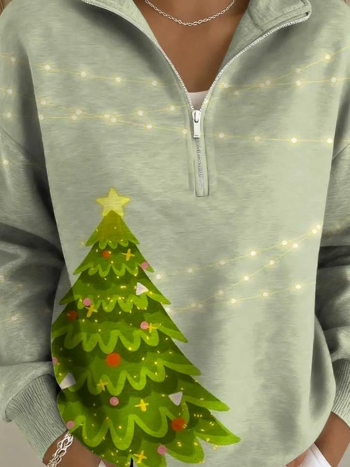 Pulls Femmes Décontracté Printemps / Automne Noël Polyester Aucune élasticité Vacances Régulier Droit Col mi-ouvert