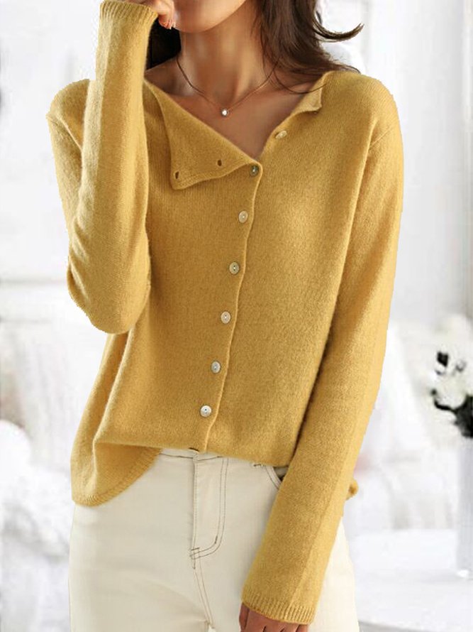 Pulls Simple Plain Printemps / Automne Polyester Micro-élasticité Quotidien Ample Manches Longues Régulier pour Femmes