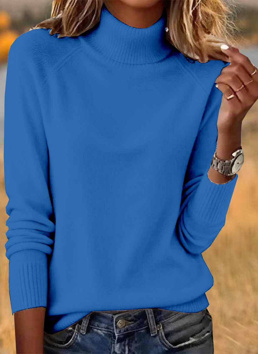 Pulls Décontracté Plain Printemps / Automne Tricoté Coupe Régulière Manches Longues Trapèze Régulier Élasticité moyenne pour Femmes