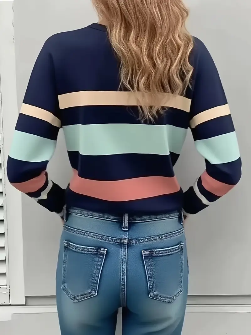 T-shirts Rayé Décontracté Printemps / Automne Imprimé Micro-élasticité Quotidien Col Rond Régulier Régulier pour Femmes