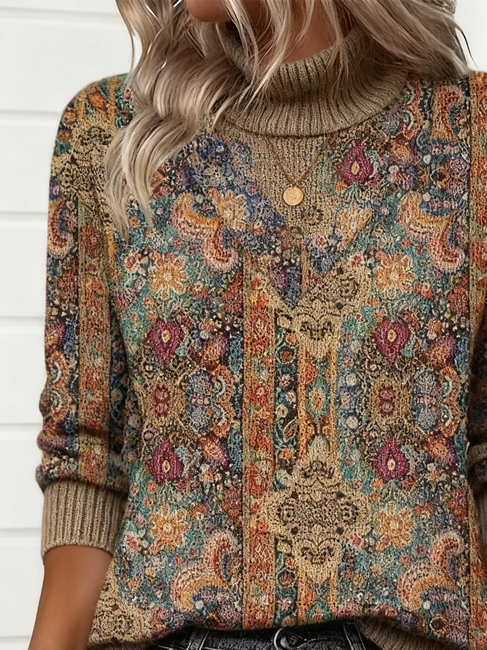 Pulls Nationalité/ethnie Rétro Hiver Polyester Poids lourd Quotidien Ample Long Élasticité moyenne pour Femmes