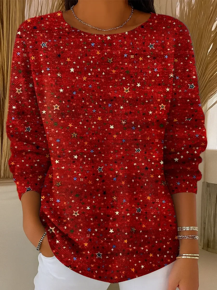 Pulls Décontracté Printemps / Automne Noël Quotidien Manches Longues Col Rond Droit Régulier Élasticité moyenne pour Femmes