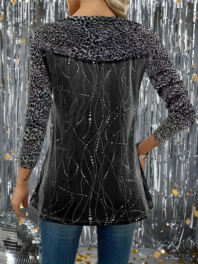 T-shirts Femmes Rayé Décontracté Printemps / Automne Polyester Micro-élasticité Fête Ample Manches Longues Régulier