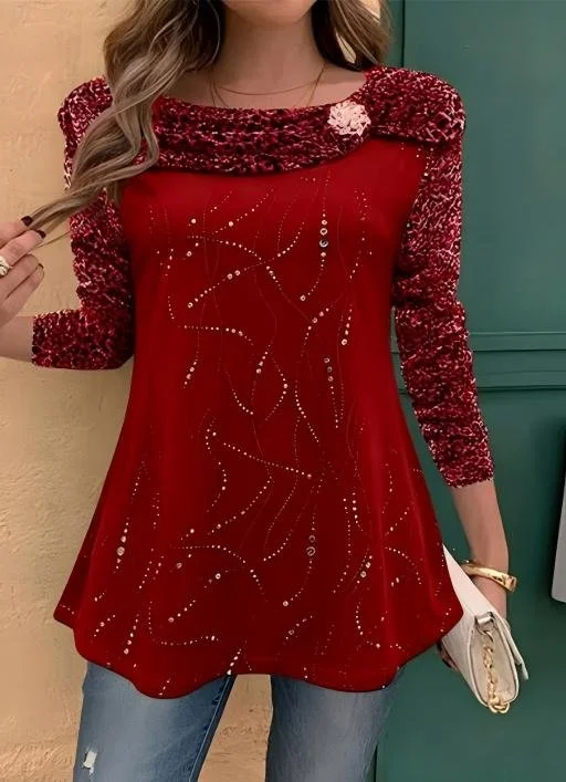 T-shirts Femmes Rayé Décontracté Printemps / Automne Polyester Micro-élasticité Fête Ample Manches Longues Régulier