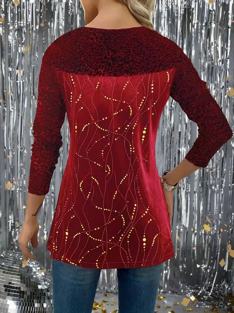 T-shirts Femmes Rayé Décontracté Printemps / Automne Polyester Micro-élasticité Fête Ample Manches Longues Régulier