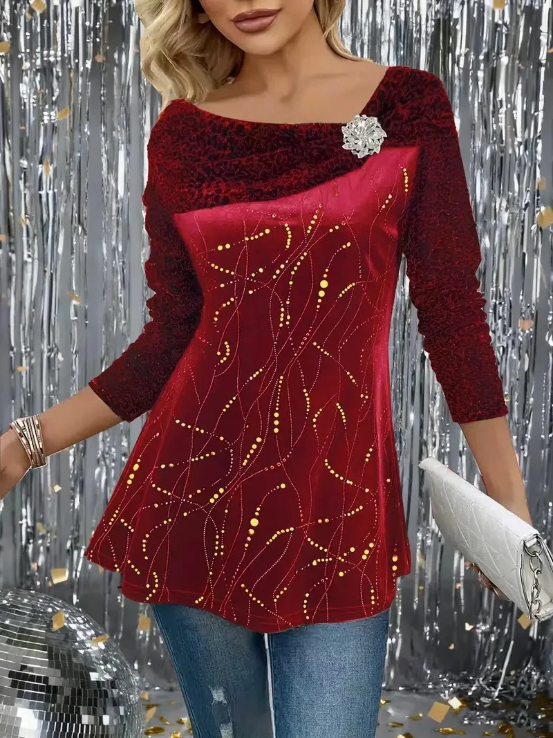 T-shirts Femmes Rayé Décontracté Printemps / Automne Polyester Micro-élasticité Fête Ample Manches Longues Régulier