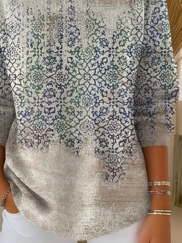 Pulls Simple Abstrait Printemps / Automne Polyester Imprimé Coupe Régulière Manches Longues Régulier Élasticité moyenne pour Femmes