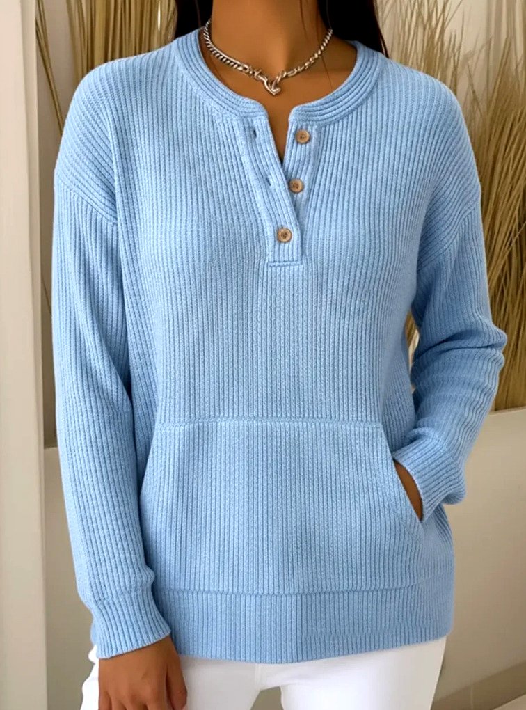 T-shirts Femmes Décontracté Plain Printemps / Automne Tricoté Col V Micro-élasticité Quotidien Coupe Régulière Régulier