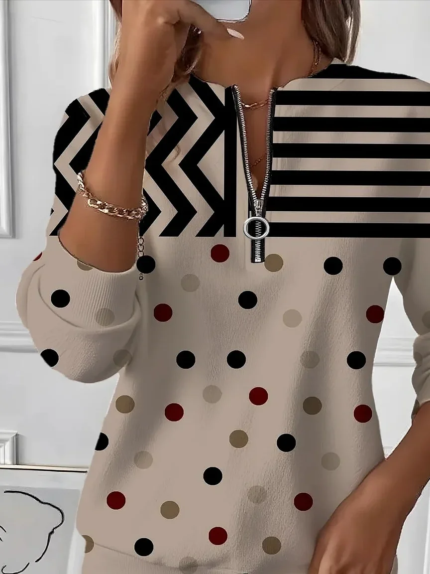 Sweat-shirts Décontracté Abstrait Printemps / Automne Polyester Micro-élasticité Col Rond Régulier Droit T.-N.-L. pour Femmes