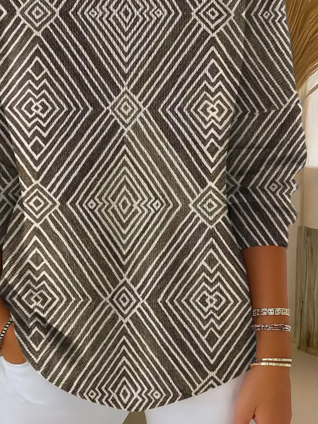 Pulls Femmes Décontracté Abstrait Printemps / Automne Domestique Manches Longues Col Rond Régulier Régulier Élasticité moyenne