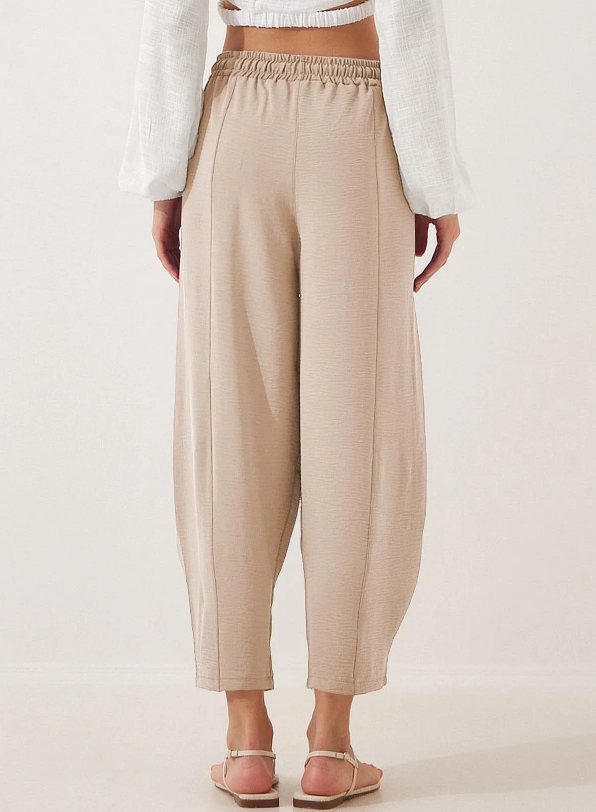 Pantalons Simple Plain Printemps / Automne Polyester Micro-élasticité Ample Pantalon à la cheville Bloomers Régulier pour Femmes