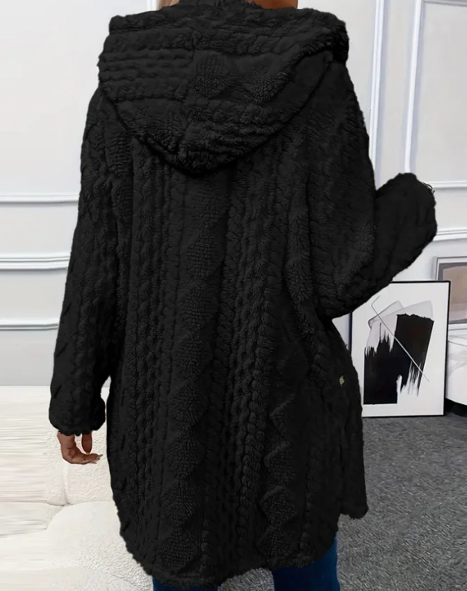 Sweat-shirt à Capuche Manches Longues Épaissi Plain Caniche Blouson pour Femmes