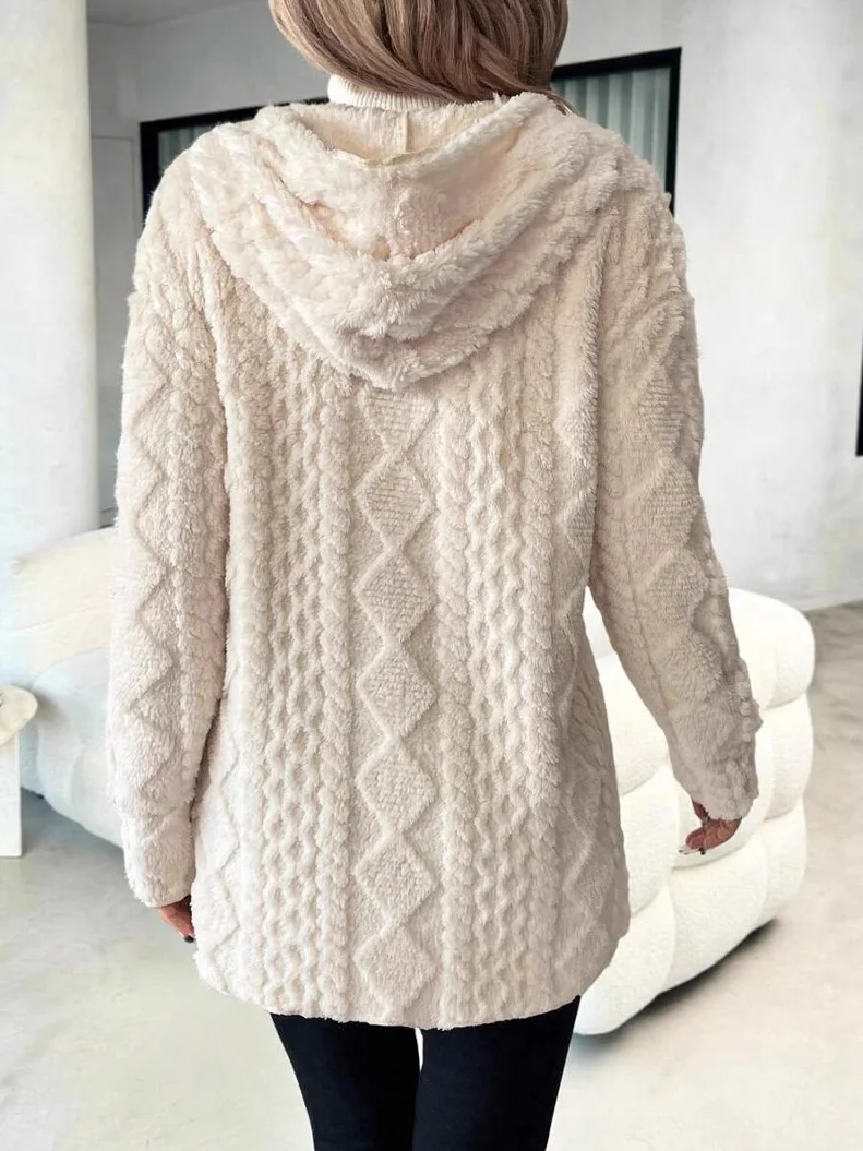 Sweat-shirt à Capuche Manches Longues Épaissi Plain Caniche Blouson pour Femmes