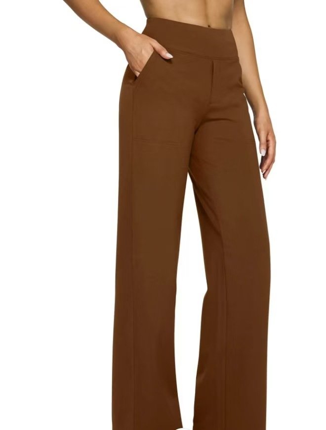 Pantalons Simple Plain Printemps / Automne Polyester Quotidien Ample Pantalon droit Long Droit pour Femmes