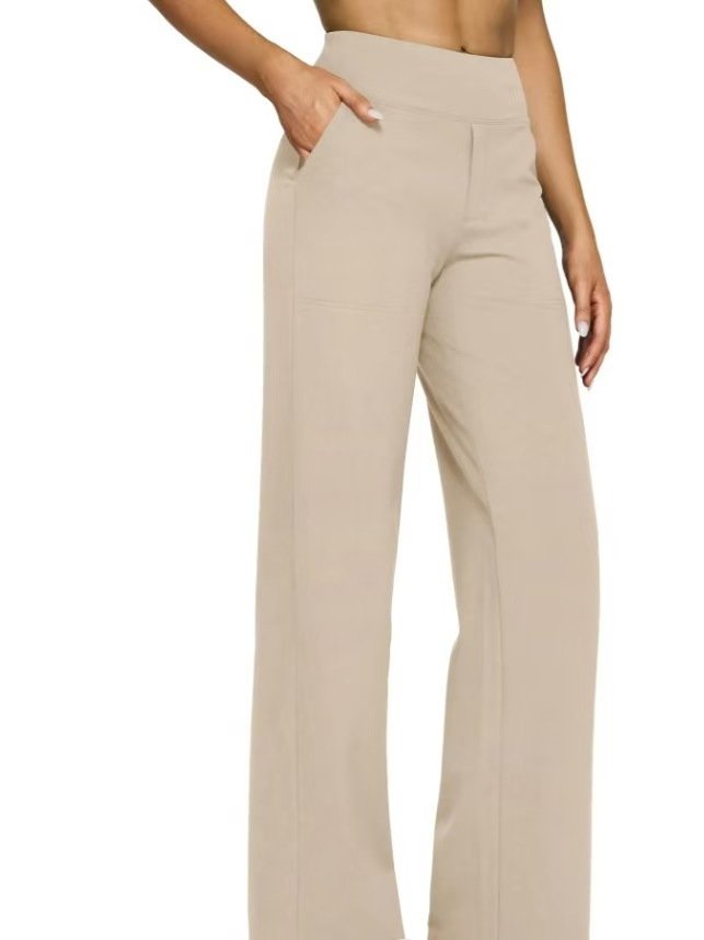 Pantalons Simple Plain Printemps / Automne Polyester Quotidien Ample Pantalon droit Long Droit pour Femmes