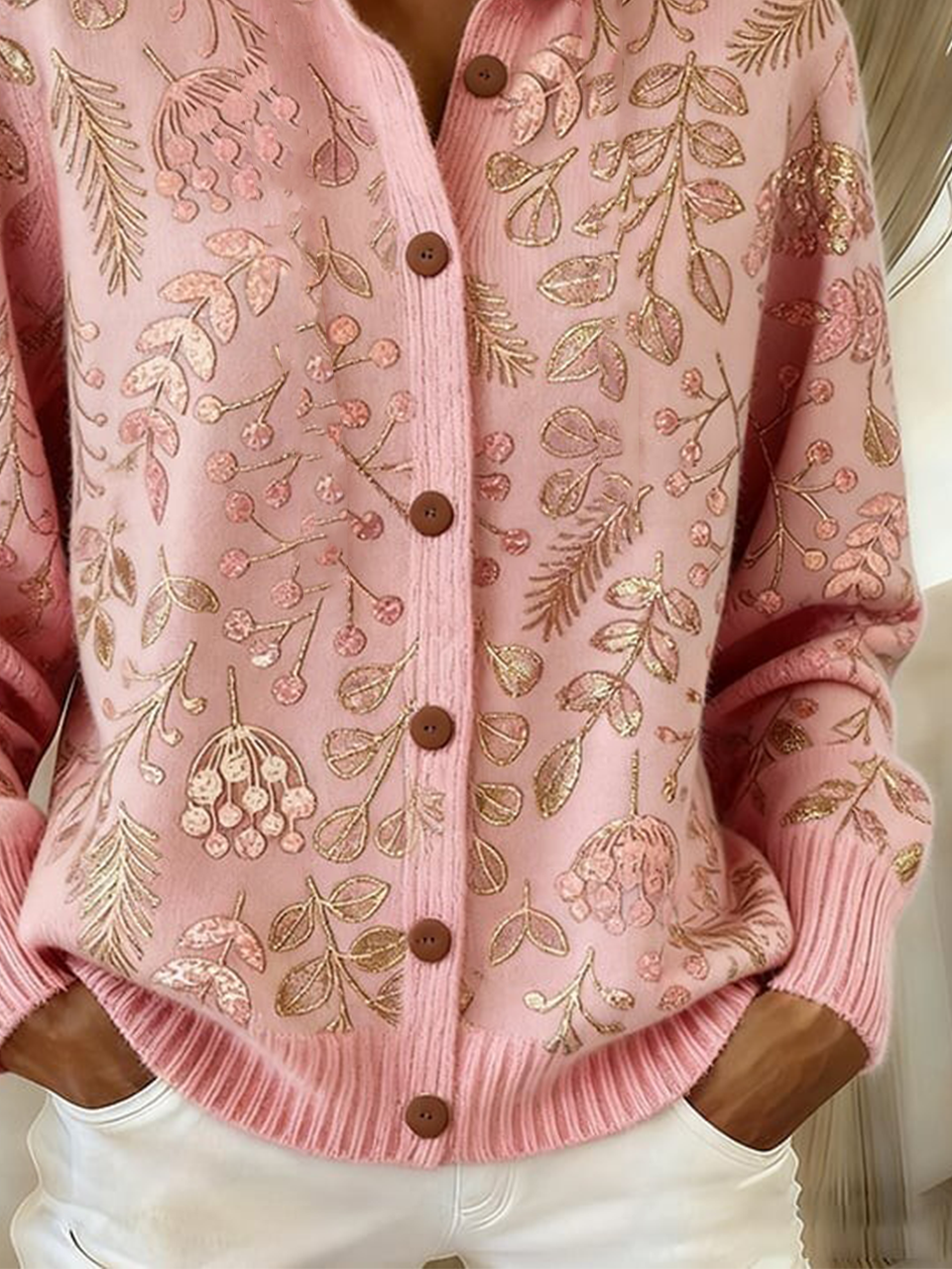 Cardigans Décontracté Printemps / Automne Botanique Motif Sweat-shirt à Capuche Micro-élasticité Faire la navette Manches Longues Laine/Tricot Régulier pour Femmes