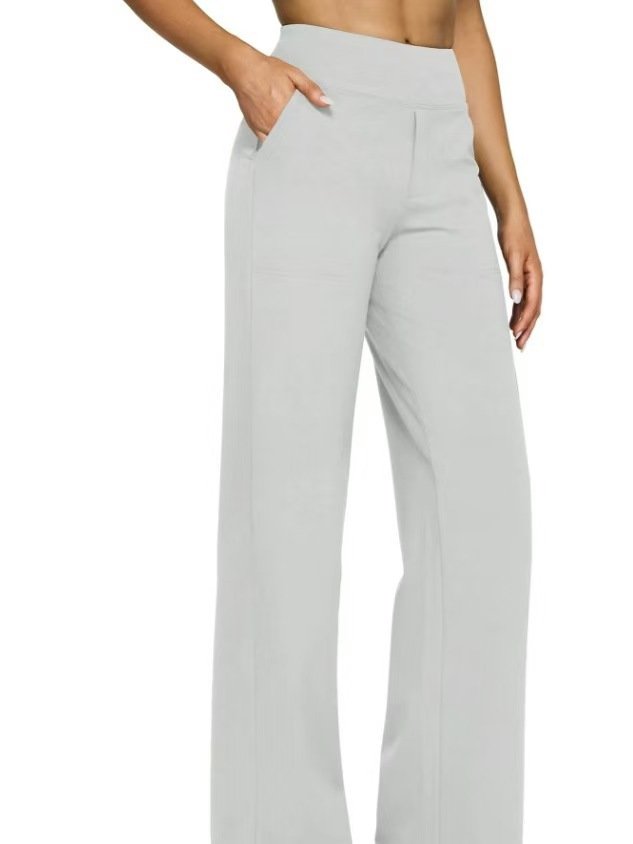 Pantalons Simple Plain Printemps / Automne Polyester Quotidien Ample Pantalon droit Long Droit pour Femmes