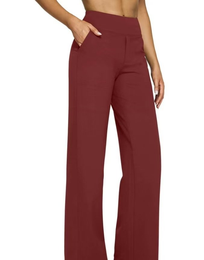 Pantalons Simple Plain Printemps / Automne Polyester Quotidien Ample Pantalon droit Long Droit pour Femmes