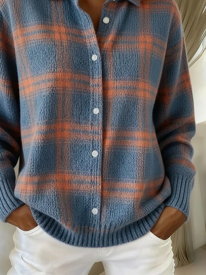 Cardigans Décontracté Printemps / Automne Plaid Imprimé Micro-élasticité Quotidien Manches Longues Col Châle Droit pour Femmes