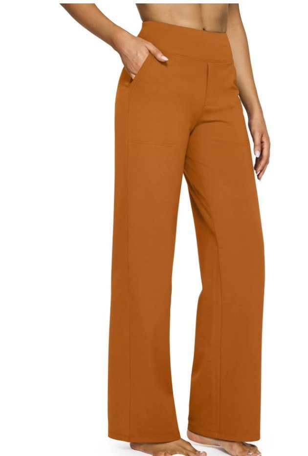 Pantalons Simple Plain Printemps / Automne Polyester Quotidien Ample Pantalon droit Long Droit pour Femmes