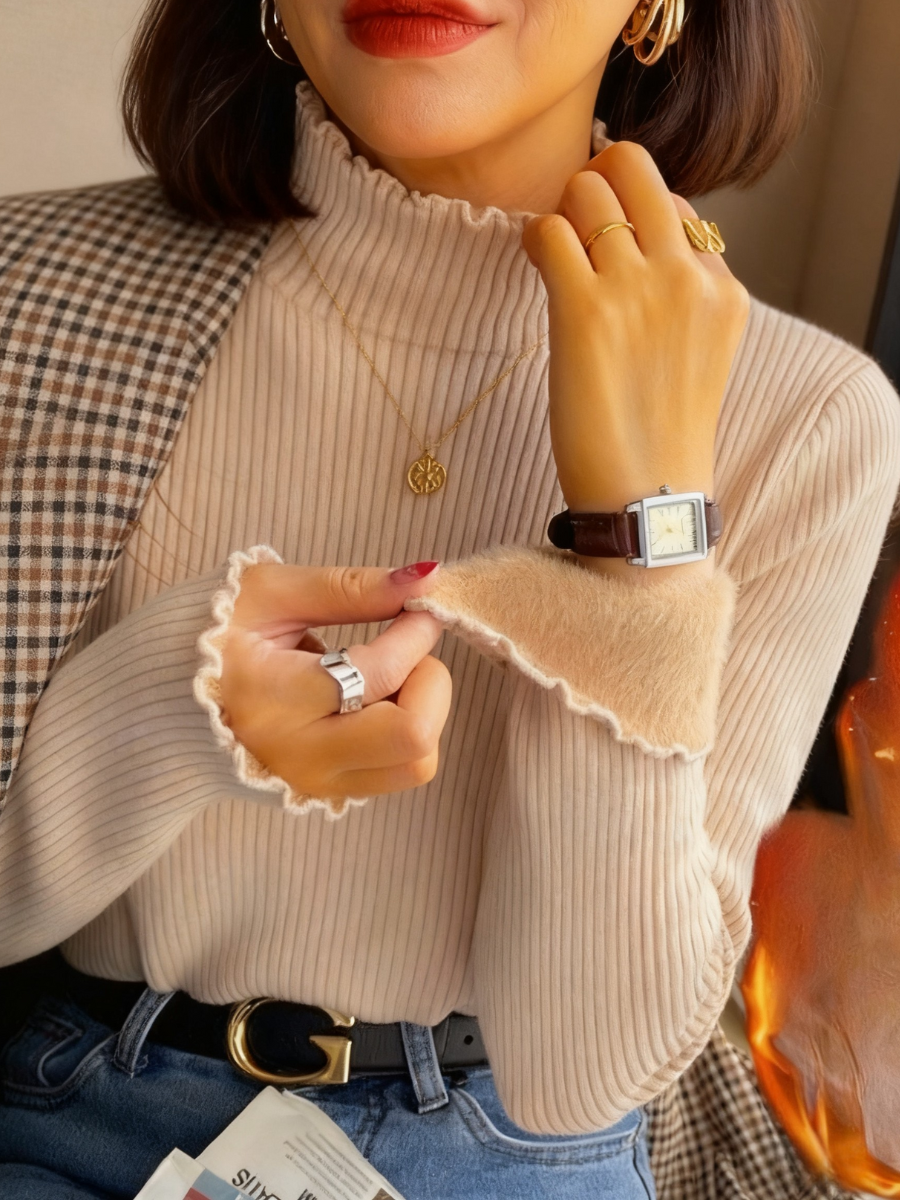 T-shirts Simple Plain Printemps / Automne Polyester Faire la navette Coupe Régulière Manches Longues Régulier Faux Col pour Femmes