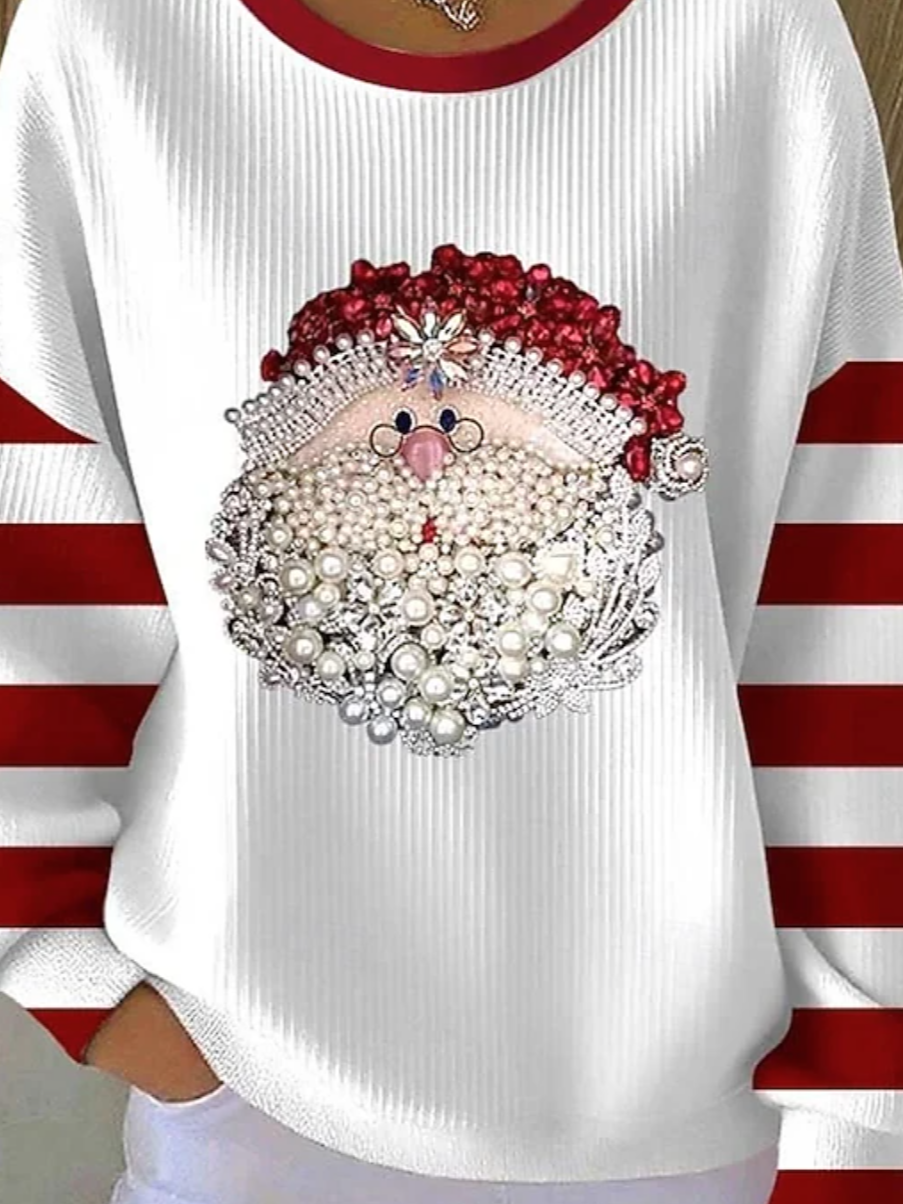 Sweat-shirts Femmes Décontracté Printemps / Automne Père Noël Polyester Micro-élasticité Ample Manches Longues Régulier Régulier