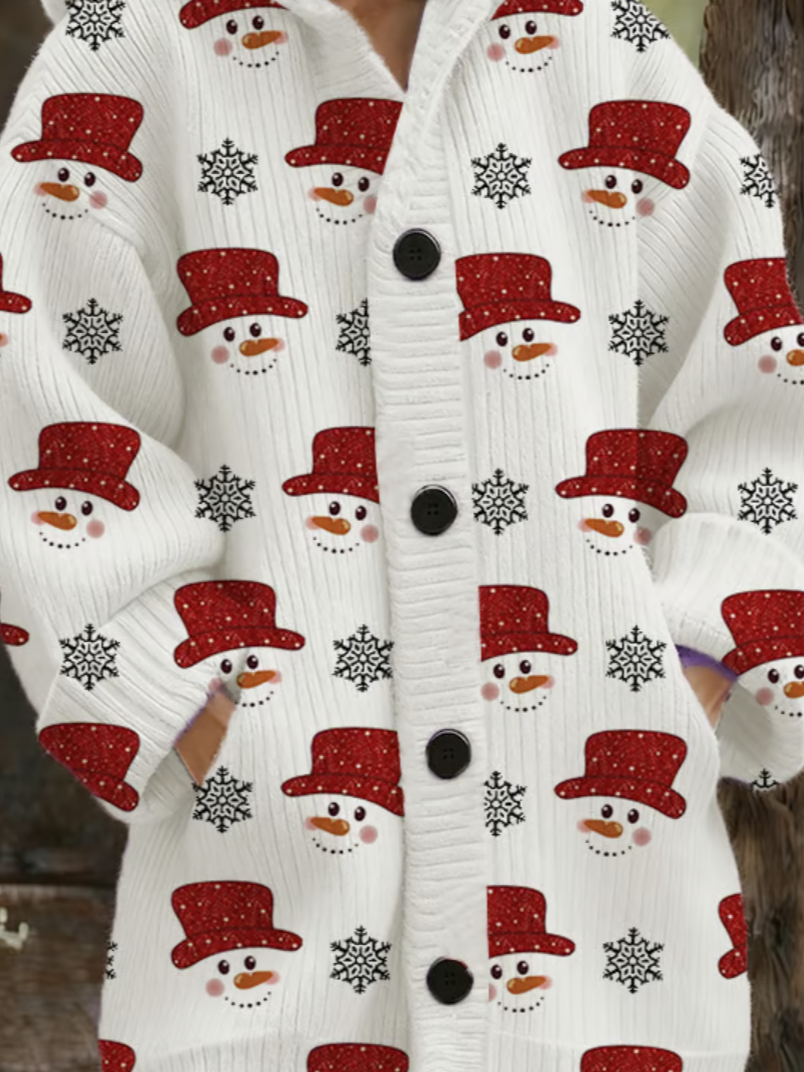 Cardigans Décontracté Hiver Père Noël Sweat-shirt à Capuche Vacances Ample Laine/Tricot Mi-long Épaissi pour Femmes