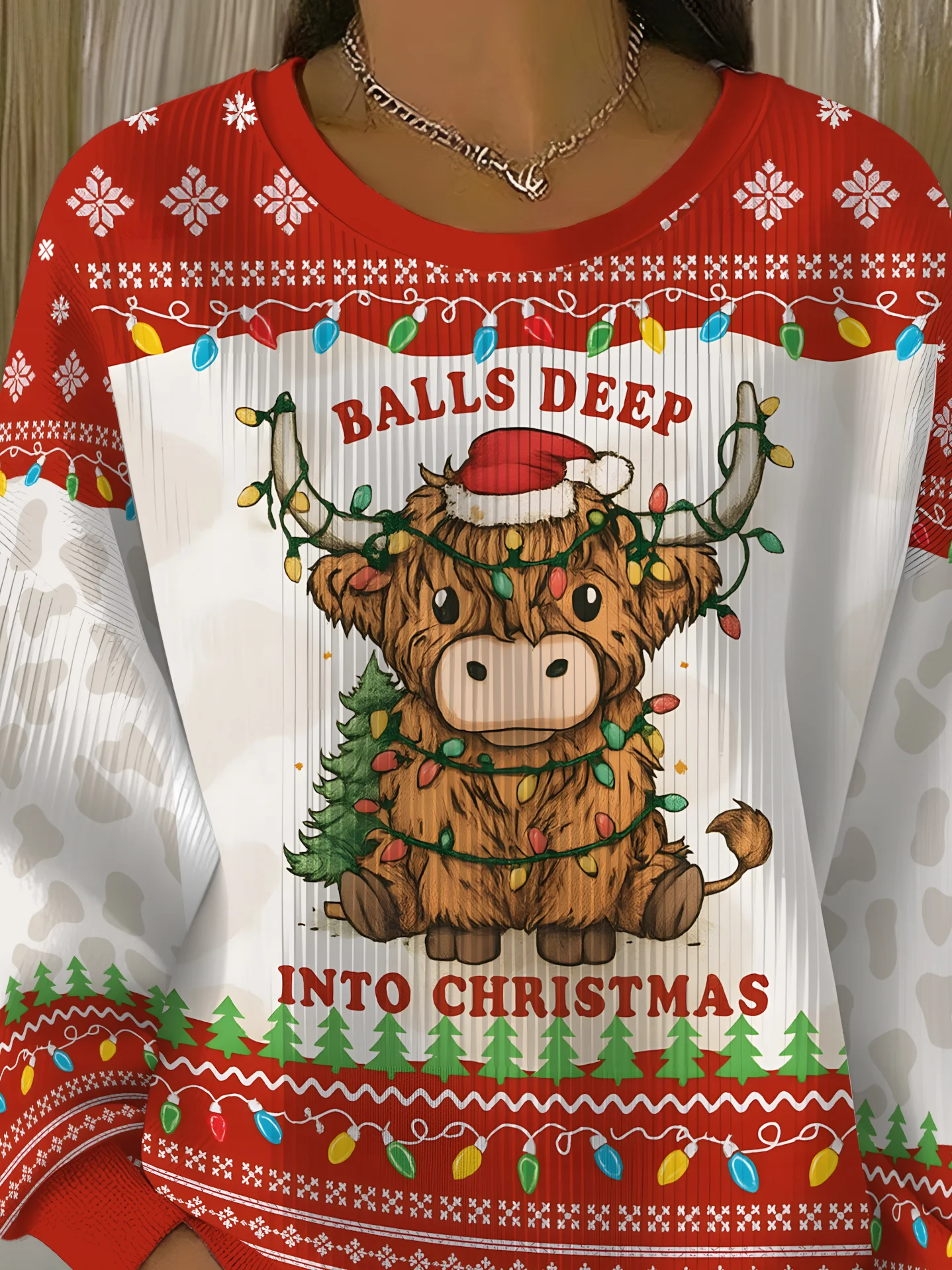 Sweat-shirts Femmes Décontracté Printemps / Automne Noël Coton Quotidien Ample Manches Longues Col Rond Régulier