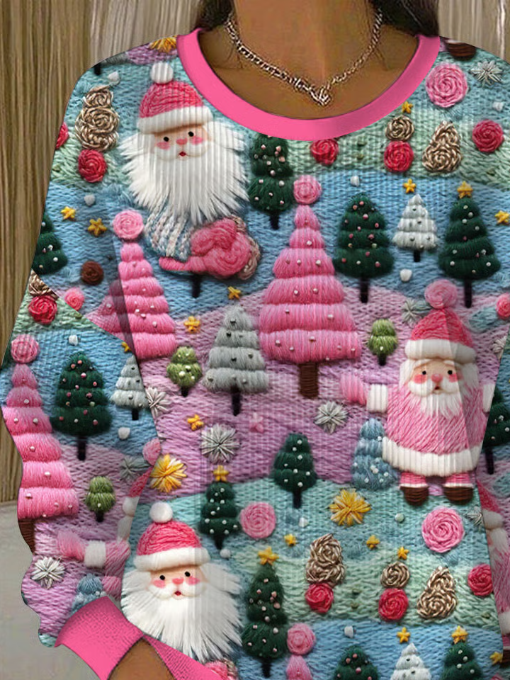 Sweat-shirts Femmes Décontracté Printemps / Automne Père Noël Imprimé Micro-élasticité Manches Longues Col Rond Droit Régulier