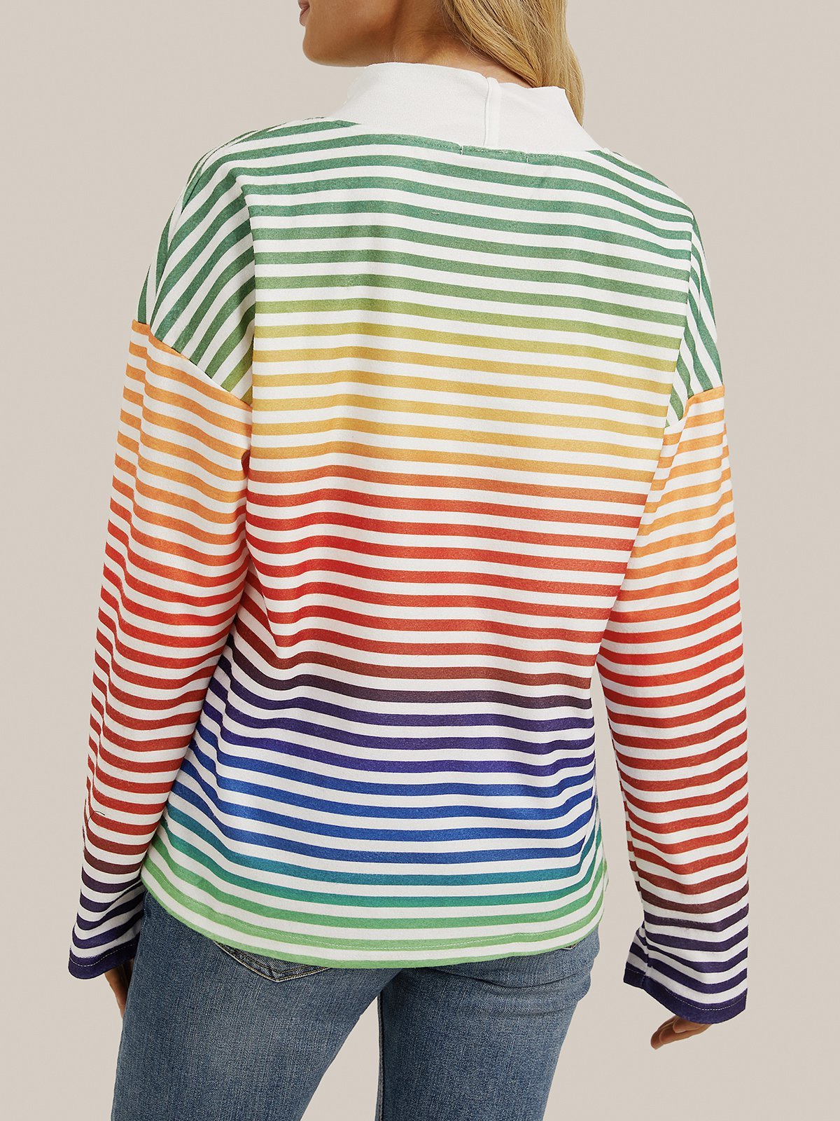 Sweat Femme à Rayures DUOEASE - Col Rond - Manches Longues - 95% Coton - Automne/Hiver - Confortable Et Tendance