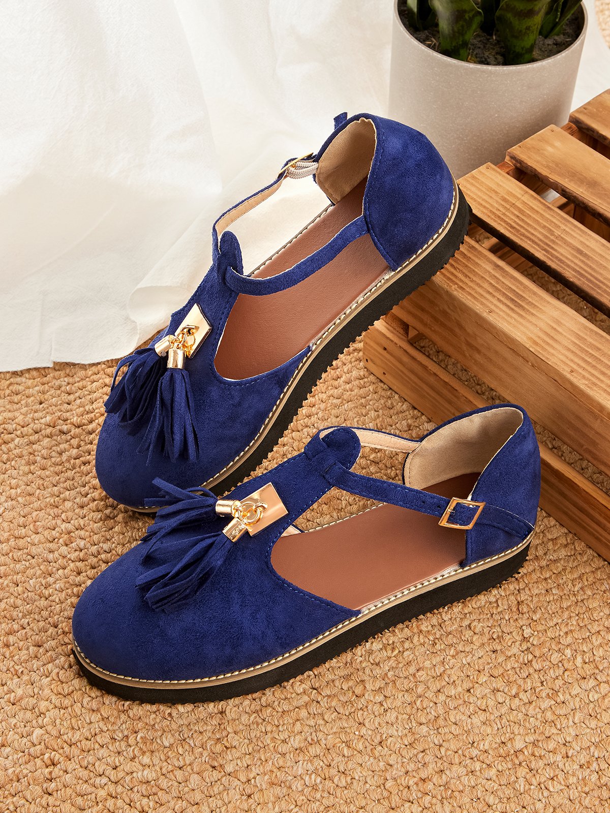 Femmes Or Boucle Frange Mary Jane Chaussure