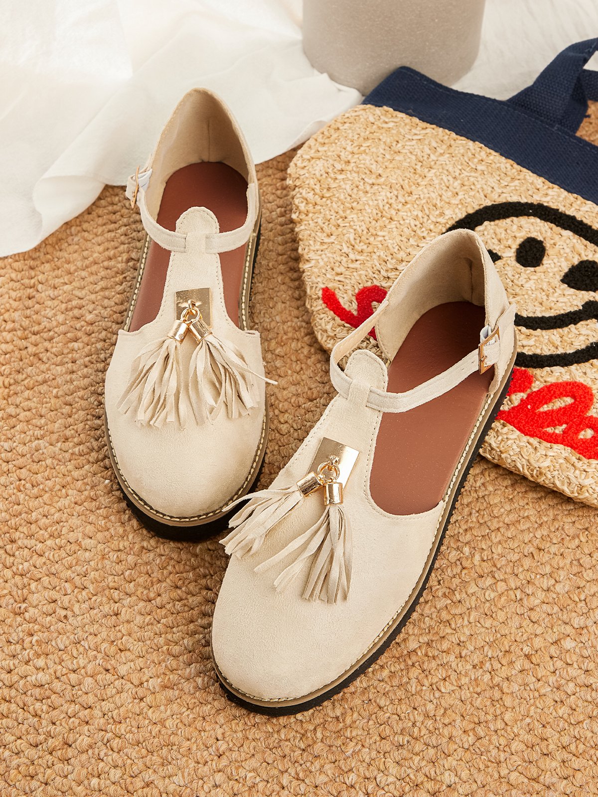Femmes Or Boucle Frange Mary Jane Chaussure