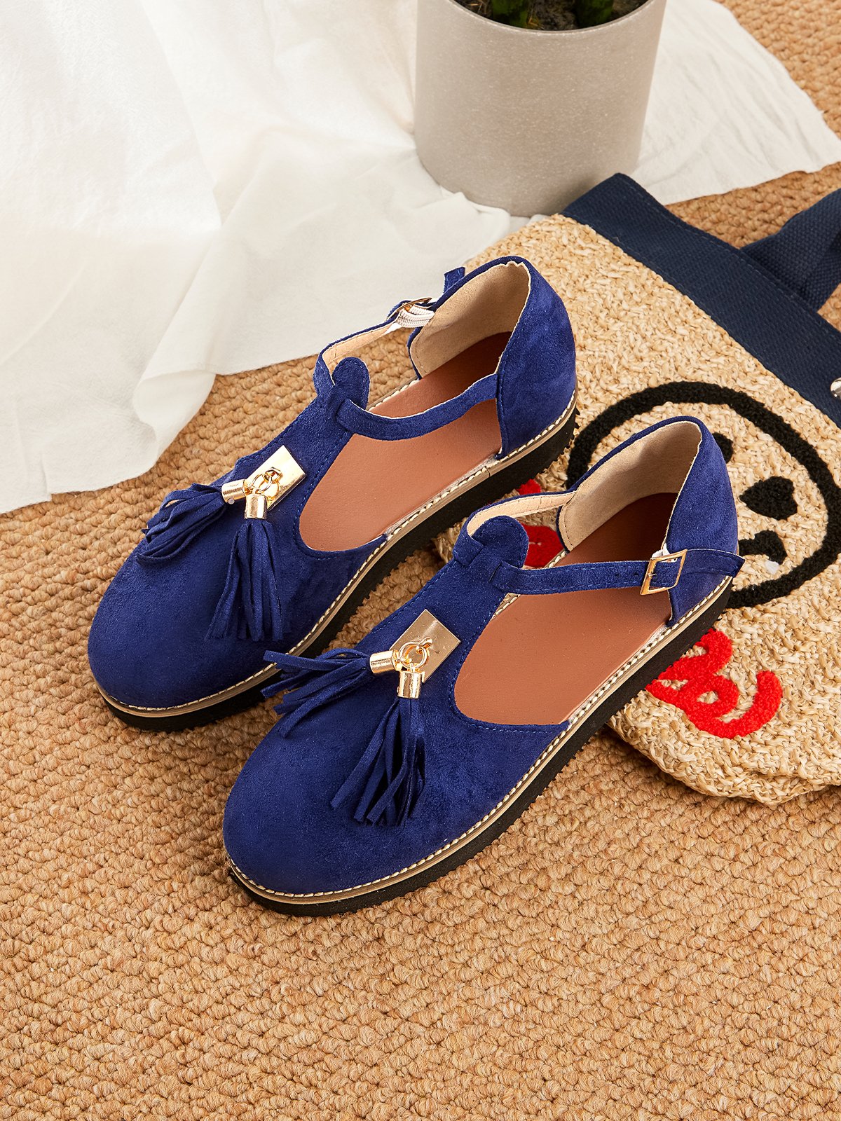 Femmes Or Boucle Frange Mary Jane Chaussure