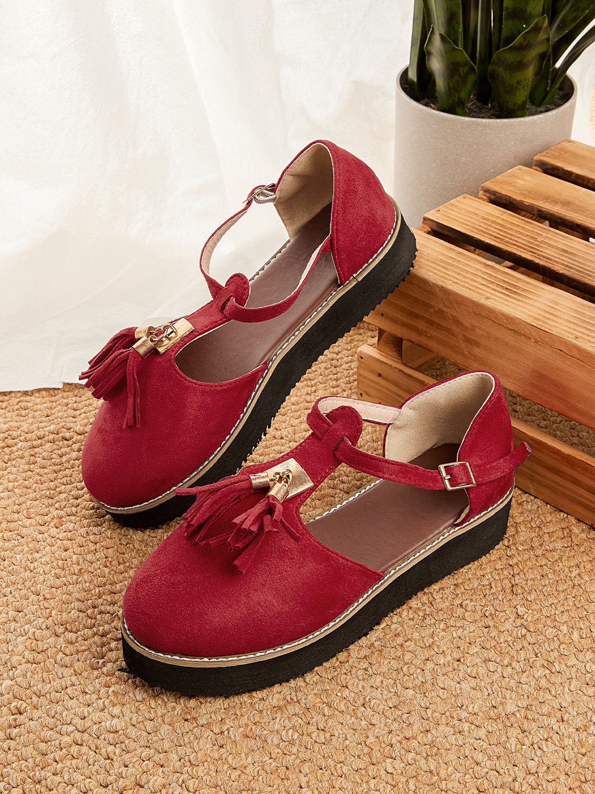 Femmes Or Boucle Frange Mary Jane Chaussure